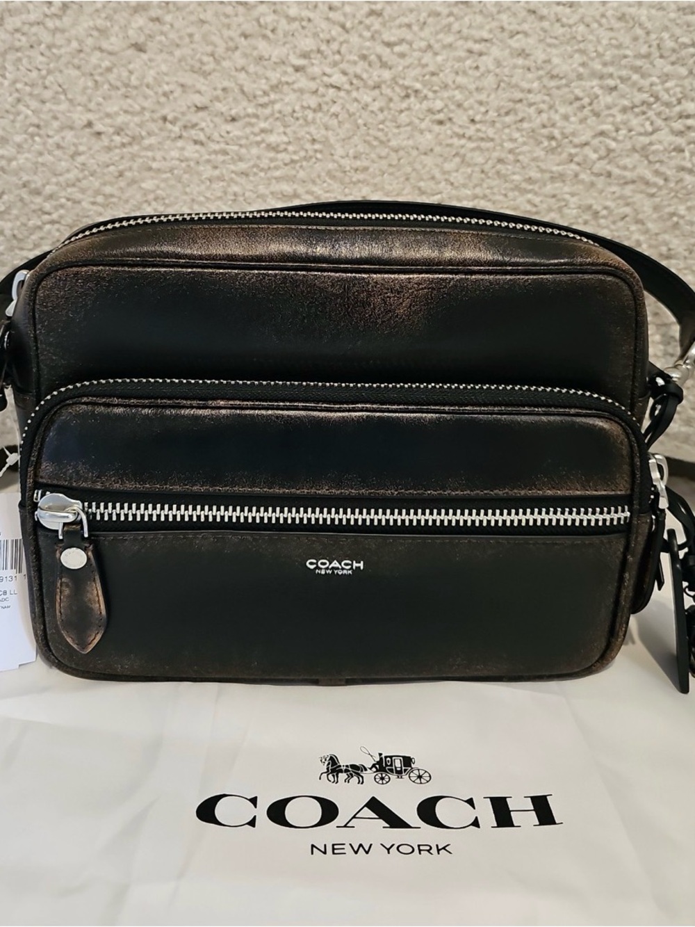 Coach Black Leather Belt Bag with Silver Hardware